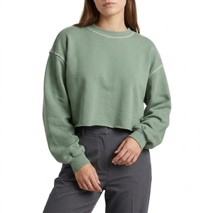 Sudadera Personalizada de Algodón Grueso de 320 GSM para Otoño/Invierno, Sudadera Regular para Mujer con Logotipo Frontal para Venta al por Menor - Product Image 1