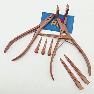Pinzas de Acero Inoxidable para Extensiones de Cabello, Herramienta de Presión Adhesiva Resistente al Calor, Pinzas de Dos Orificios para Uso Comercial - Product Image 1
