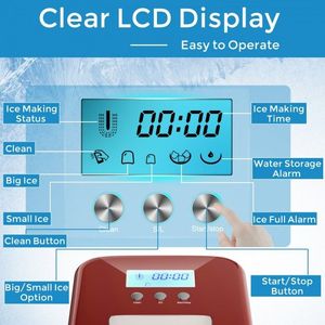 Macchina per Cubetti di Ghiaccio da 26 Libbre con Display LCD, in Acciaio Inox e Plastica, Elettrica, per Casa, Hotel, Ristorante - Product Image 4