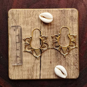 Pendientes de Aro con Flores de Filigrana Dorada Hechos a Mano, Joyería Étnica Bohemia Tribal para Mujer - Product Image 3