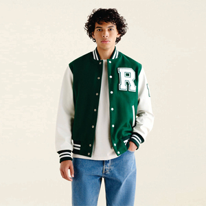 Chaqueta Varsity Personalizada para Hombre, Cuerpo de Lana con Mangas de Cuero Genuino, Parche Bordado de Alta Calidad, Chaqueta Bomber Varsity - Product Image 1