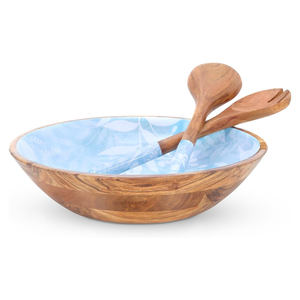 Cuenco pequeño multiusos de hilo azul único con servidores, cuenco decorativo con tenedor y cuchara de madera, frutero para entretenimiento - Product Image 4