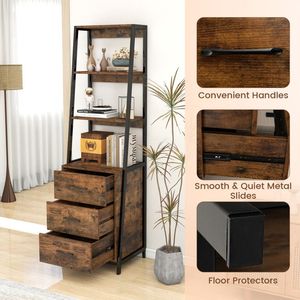 Multifunctional Tall Bookcase with Open <b>Shelves</b> and Storage Drawers - Product Image 5