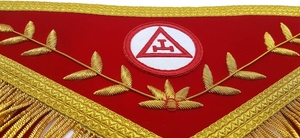 Delantal de Capítulo Masónico Grand Royal Arch, Rojo, con Triple Tau, Insignia y Flecos Dorados, Regalia Masónica, Delantal Ceremonial de Capítulo - Product Image 2