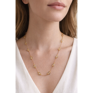 Collar de Moda con Cristales y Flores en Oro Rosa de 18K para Mujer, Cadena Delicada con Cuentas Florales Blancas, Joyería Elegante para Regalo - Product Image 1