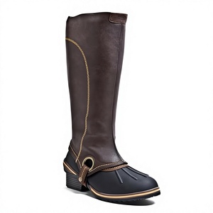 Women Genuine Leather Tall <b>Riding</b> Boots Solid Color Buckle Closure Equestrian <b>Riding</b> - Product Image 3