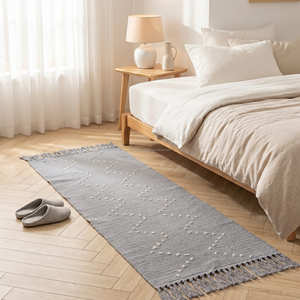 Modern Style Boho Rug 2x3 Rectangle Pastel Color Handloom Non Slip Flat <b>Weave</b> Durable Bedroom Floor Rugs With Fringes - Product Image 2