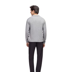 Suéter Polo de Manga Larga Gris Claro para Hombre, Jersey de Punto con Cuello Camisero y Botones al Frente, Estilo Casual Elegante, Personalizable OEM - Product Image 2