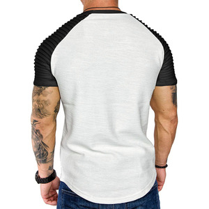 Camiseta Blanca de Manga Raglán para Hombre, Corte Regular, Cuello Redondo, Tejido de Punto, Color Sólido, Manga Corta, 100% Algodón Jersey, Frente Liso - Product Image 3