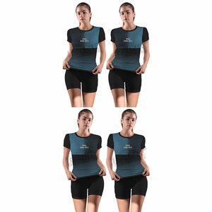 Conjuntos de camisetas y pantalones cortos a la moda para mujer, conjunto de 2 piezas para el día a día, estilo relajado, deportivo, de algodón. - Product Image 6