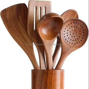 Juego de cucharas de lujo hechas a mano de calidad de madera de mango de Acacia para saltear verduras carnes otros ingredientes para bodas - Product Image 1