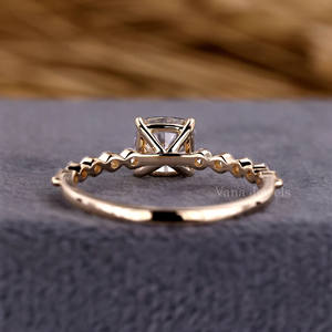 Labor gewachsener Diamant im Kissens chliff 14 Karat massives Gold IGI-zertifizierter Ring Distance Pave Einstellung Hochzeits versprechen Geschenk Frau Diamond Style - Product Image 4