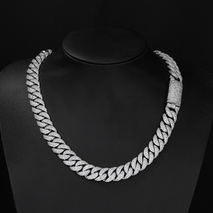 Chaîne cubaine pour homme en argent 925 avec diamants Moissanite, collier gourmette Iced Out, léger, style Hip Hop, bijou de luxe audacieux - Product Image 1