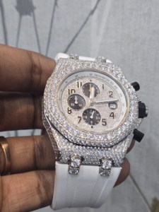 Reloj Cronógrafo de Lujo para Hombre, de Acero Inoxidable, 43 mm, con Incrustaciones de Diamantes, Estilo Hip Hop, Correa de Moissanita, Movimiento de Cuarzo, Zafiro - Product Image 2