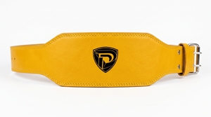 Ceinture de musculation Dumela 100 mm en cuir de vachette, boucle à ardillon, impression par transfert thermique jaune, style décontracté et durable - Product Image 1