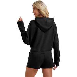 Ensemble de survêtement streetwear style américain pour femme, sweat à capuche zippé délavé et short déchiré avec doublure polaire, ensemble sport décontracté 2 pièces - Product Image 5