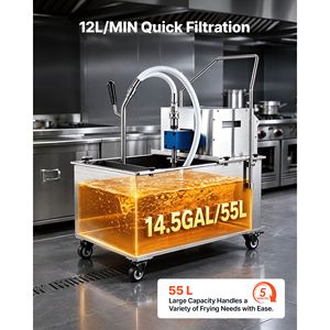 Système de filtration d'huile pour friteuse commerciale 55L/14,5Gal, chariot filtrant en acier inoxydable 250W - Product Image 4