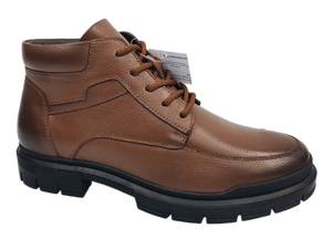 <b>Brown</b> Genuine Leather Ankle <b>Boots</b> Round Toe <b>Lace</b>-up Rubber Outsole EVA Midsole Anti-Slippery All Seasons - Product Image 5