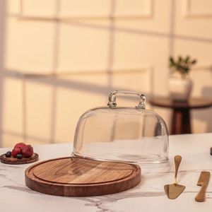 Support à gâteau rond en bois et acrylique, écologique, fait main, réutilisable, non toxique, avec couvercle en acrylique par Curio Craft - Product Image 2