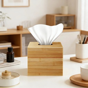 Portarrollos de Papel de Bambú Ecológico, Accesorio Moderno para Baño, Estética Escandinava, Portarrollos Cuadrado de Madera - Product Image 5