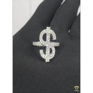 Moissanite Diamond Dollar Sign <b>Ring</b> for <b>Men</b> Iced Out Money Symbol Statement <b>Ring</b> Luxury Hip Hop Bling Micro Pave Sterling <b>Silver</b> - Product Image 3