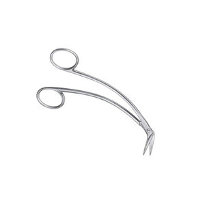 Tijeras de disección de acero inoxidable con cuchillas anguladas de precisión, reutilizables y autoclavables para uso quirúrgico y médico. - Product Image 1