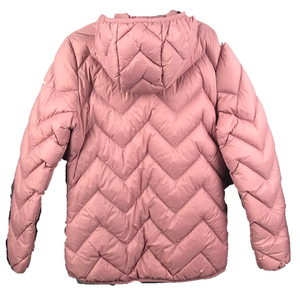<b>Pink</b> Hooded Puffer <b>Jacket</b> Lightweight Windproof Winter Coat Solid Color Zipper Closure Casual Unisex Outerwear - Product Image 5
