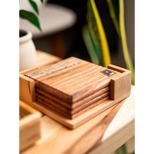 Premium Acacia Wood <b>Coaster</b> Wooden Tableware for Serving Tea Coffee Beverages Protects Table Surfaces - Product Image 1