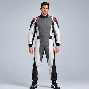 Men's Full Sleeve Motorcycle Racing Suit Gray White Red Blocked Polyester/Nylon Quick Dry <b>Waterproof</b> Breathable <b>All</b> Seasons - Product Image 3