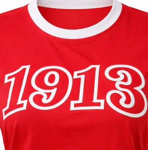 Camiseta de Verano Premium para Mujer, Casual, de Algodón, con Cuello Redondo y Letras Griegas DST 1913, Antiencogimiento, para Hermandades y Sororidades Delta - Product Image 2