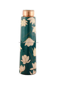 <b>Copper</b> <b>Drinking</b> <b>Bottle</b> with Natural Antimicrobial Properties Floral Pattern Metal Water <b>Bottle</b> With <b>Copper</b> Lid - Product Image 4