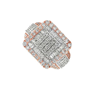 Designer Hip Hop Unique Shape With Moissanite Round Baguette Diamond Studded In S925 <b>Silver</b> <b>Ring</b> for <b>Men</b> - Product Image 3