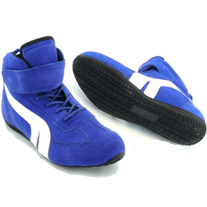 Botas de carreras de alta gama azules de cuero/tela Nomex con cierre de velcro, impermeables, suela de goma antideslizante, longitud hasta el tobillo, puntera cerrada, para todo tipo de uso. - Product Image 1