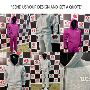 Ropa deportiva estampada de invierno personalizada gris liso de gran tamaño Box Fit Scoba camiseta Jogger conjunto de manga completa de peso pesado logotipo personalizado - Product Image 5