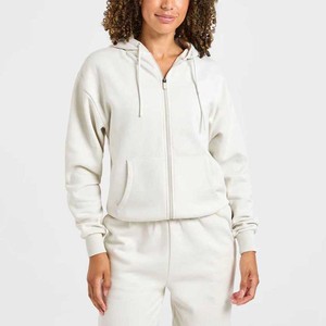 Wholesale Low Price Custom Women Casual Two-Piece Zipper Hooded Breathable Cotton Tracksuit <b>Set</b> Comfortable Low MOQ Sweatsuit - Product Image 6