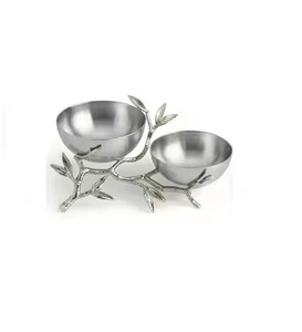 Cuenco de metal hecho a mano con soporte de ramas, diseño Wabi Sabi, para servir comida, regalo, plato decorativo - Product Image 3
