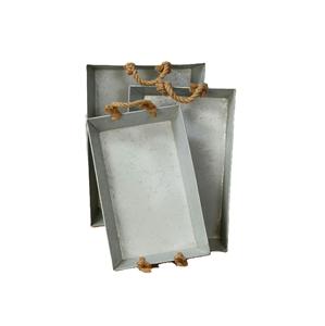 Plateau de service rond en métal galvanisé créatif avec poignées, style ferme vintage, bac de rangement décoratif en zinc plaqué, en promotion - Product Image 2