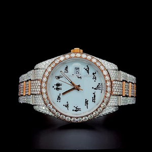 Personnalisé S # Montre de luxe haut de gamme avec cadran à deux tons or rose, entièrement sertie de diamants, certifiée par un testeur de diamants - Product Image 3
