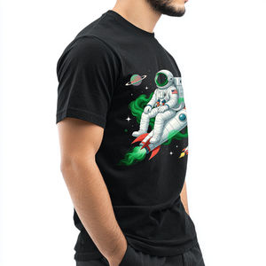 T-shirt Homme Amusant Astronaute Fusée Pixel Art 100% Coton, T-shirts Graphiques Décontractés d'Été, Streetwear, Vente en Gros, Chemises Homme par Sublimation - Product Image 4