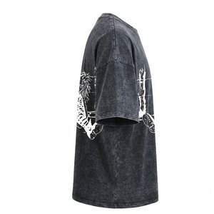 Camisetas Negras para Hombre con Logotipo Personalizado, las Más Vendidas, Estampadas, 100% Algodón, Lavado Ácido, Manga Corta, Estilo Vintage, Hombros Caídos - Product Image 3