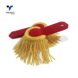 TRENDLE SPORTS Epaulettes Ceremoniales Rojos Acolchados con Flecos de Hilo Dorado, Colores Personalizables, Servicio OEM, Para Exteriores - Product Image 2
