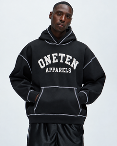 ONETEN APPAREL Pull à capuche unisexe noir à manches trois quarts respirant et léger avec col polo, chemise de golf décontractée - Product Image 1