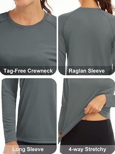 Hauts de sport personnalisés pour femmes, réversibles, à séchage rapide, respirants, écologiques, coupe ajustée, manches longues, pour le yoga, la gym, l'entraînement et la course à pied - Product Image 4