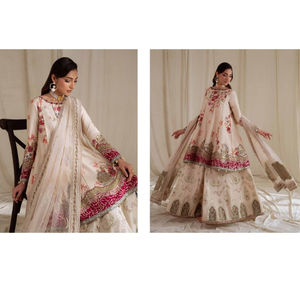 Ssumaira <b>Present</b> Omara festive <b>eid</b> collection by Nureh Embroidered Embellished silk & chiffon jacquard collection Anarkali - Product Image 2