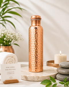 Pure Copper Hammered Design Leak-Proof Copper Water Bottle with Sustainable Health Benefits for Party Use & <b>Drinkware</b> Storage - Product Image 3