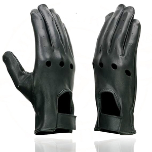 Samroz Sports Men's Black Cowhide Leather Gauntlet Motorcycle Hand <b>Gloves</b> - Product Image 2
