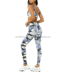 Meilleur ensemble de leggings de yoga à carreaux 2 pièces pour femmes, en Spandex/Nylon, anti-plis, vêtements de sport, shorts et leggings, tenue de fitness - Product Image 4