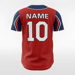 Camiseta de béisbol para hombre, roja, azul marino, manga corta, con botones, ropa de equipo personalizada, camisa deportiva de poliéster transpirable, talla para adulto - Product Image 2