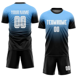 Conjunto de Camiseta de Fútbol Sublimada Personalizada para Hombre, Manga Corta, 100% Poliéster, Protección UV, Color Degradado Negro Dorado, Absorbe la Humedad - Product Image 3