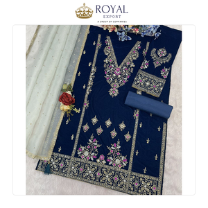 Collection Unique de Costumes Pakistanais de Qualité Supérieure – Idéal pour les Fêtes et les Cérémonies – Ensemble de Costume en Velours avec Broderies - Product Image 6